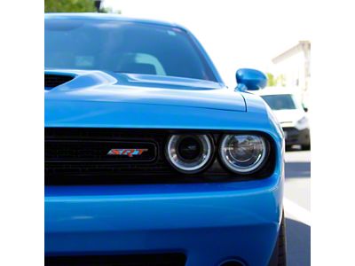 American Brothers Design SRT Grille Badge; Brilliant Black Border/Surf Blue Fill (06-23 Charger)