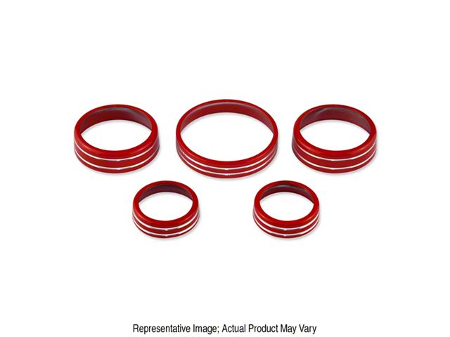 American Brothers Design Interior Knob Cover Kit; Race Red (15-23 Mustang w/o Navigation)