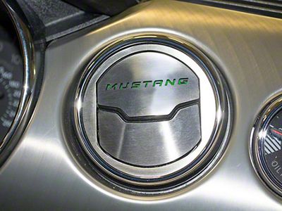 Brushed A/C Vent Trim with Green Carbon Fiber Mustang Lettering (15-23 Mustang)