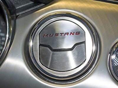 Brushed A/C Vent Trim with Red Carbon Fiber Mustang Lettering (15-23 Mustang)