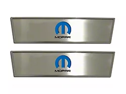 Brushed Door Badge Plate with MOPAR Logo; Blue Inlay (08-14 Challenger)
