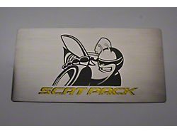 Brushed Fuse Box Cover with Super Bee and Scat Pack Logos; Solid Bright Red (15-19 Challenger Scat Pack with American Car Craft Fuse Box)