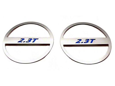 Brushed Lower Door Speaker Trim with 2.3T Logo; Solid Ford Blue (15-23 Mustang EcoBoost)