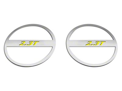 Brushed Lower Door Speaker Trim with 2.3T Logo; Solid Yellow (15-23 Mustang EcoBoost)