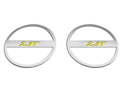 Brushed Lower Door Speaker Trim with 2.3T Logo; Yellow Solid (15-23 Mustang EcoBoost)