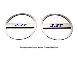 Brushed Mid-Range Speaker Trim with 2.3T Logo; Solid Bright Red (15-23 Mustang EcoBoost)