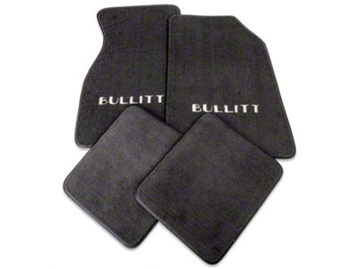 ACC Carpet Front and Rear Floor Mats with Bullitt Logo; Graphite (94-99 Mustang)