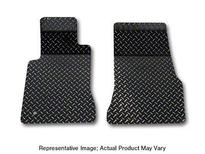 Diamond Plate Front Floor Mats; Blue (05-09 Mustang)