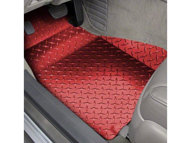 Diamond Plate Front Floor Mats; Red (05-09 Mustang)