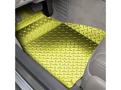 Diamond Plate Front Floor Mats; Yellow (05-09 Mustang)