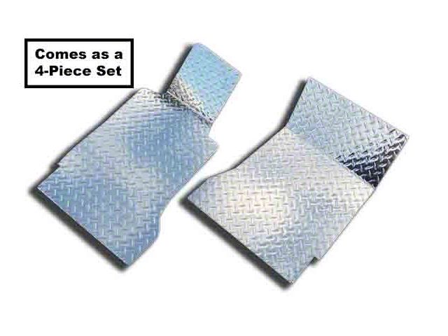 Diamond Plate Front and Rear Floor Mats; Polished (05-09 Mustang)