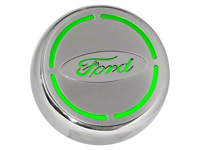 Engine Cap Covers with Ford Oval; Bullet Green Inlay (15-17 Mustang)