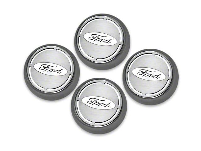 Engine Cap Covers with Ford Oval; White Carbon Fiber Inlay (15-17 Mustang)