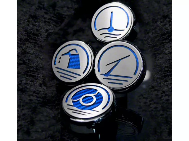 Executive Series Engine Cap Covers; Blue Carbon Fiber Inlay (10-14 Mustang GT, V6)