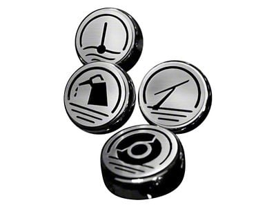 Executive Series Engine Cap Covers; Brushed Black Inlay (10-14 Mustang GT, V6)