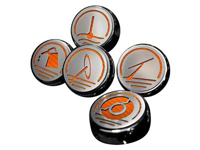 Executive Series Engine Cap Covers; Orange Carbon Fiber Inlay (05-09 Mustang GT, V6)