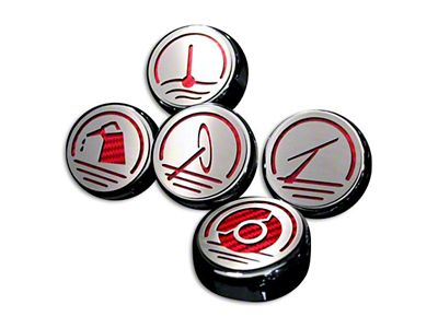 Executive Series Engine Cap Covers; Red Carbon Fiber Inlay (05-09 Mustang GT, V6)