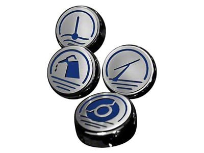 Executive Series Engine Cap Covers; Solid Ford Blue Inlay (10-14 Mustang GT, V6)