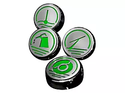 Executive Series Engine Cap Covers; Green Inlay Solid (10-14 Mustang GT, V6)