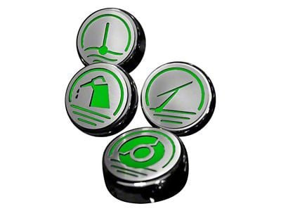 Executive Series Engine Cap Covers; Green Inlay Solid (10-14 Mustang GT, V6)