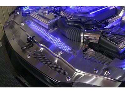 Illuminated Brushed/Perforated Radiator Cover (10-12 Mustang GT, V6)