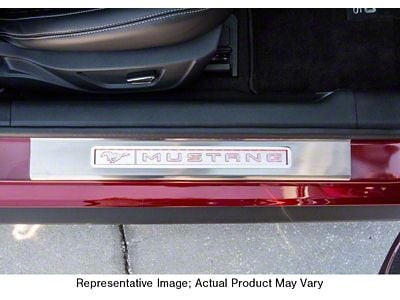 Illuminated Door Sill Plate Covers; Green (15-23 Mustang)