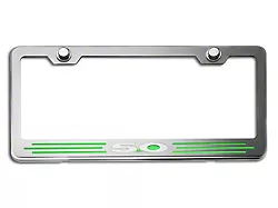 License Plate Frame with 5.0 Logo; Green Inlay Solid (Universal; Some Adaptation May Be Required)
