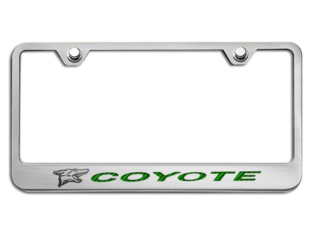 License Plate Frame with Coyote Logo; Green Carbon Fiber Inlay (Universal; Some Adaptation May Be Required)