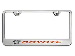 License Plate Frame with Coyote Logo; Orange Carbon Fiber Inlay (Universal; Some Adaptation May Be Required)