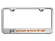 License Plate Frame with Coyote Logo; Orange Fury Inlay (Universal; Some Adaptation May Be Required)