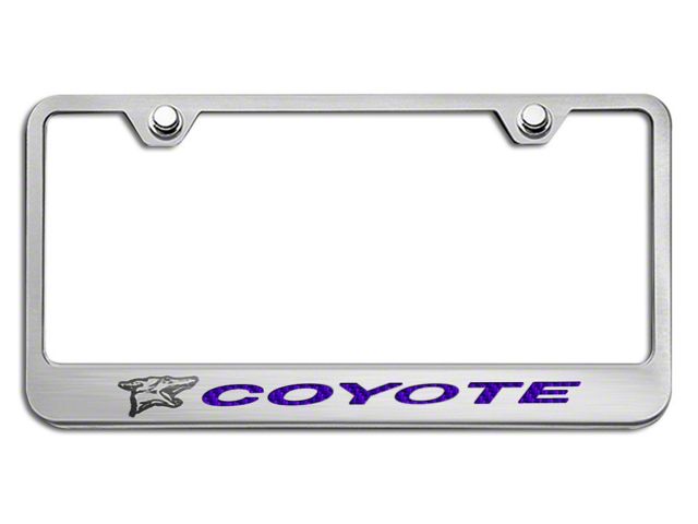 License Plate Frame with Coyote Logo; Purple Carbon Fiber Inlay (Universal; Some Adaptation May Be Required)