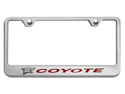 License Plate Frame with Coyote Logo; Red Carbon Fiber Inlay (Universal; Some Adaptation May Be Required)