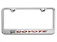 License Plate Frame with Coyote Logo; Red Carbon Fiber Inlay (Universal; Some Adaptation May Be Required)