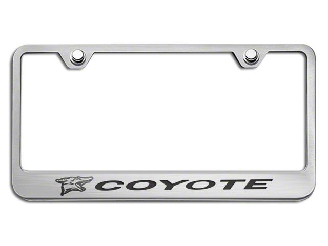 License Plate Frame with Coyote Logo; Black Inlay Solid (Universal; Some Adaptation May Be Required)