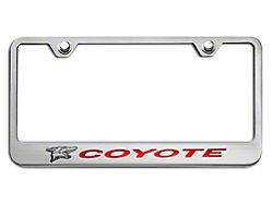License Plate Frame with Coyote Logo; Bright Red Inlay Solid (Universal; Some Adaptation May Be Required)