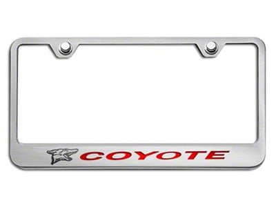 License Plate Frame with Coyote Logo; Solid Bright Red Inlay (Universal; Some Adaptation May Be Required)