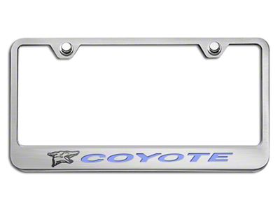 License Plate Frame with Coyote Logo; Ford Blue Inlay Solid (Universal; Some Adaptation May Be Required)