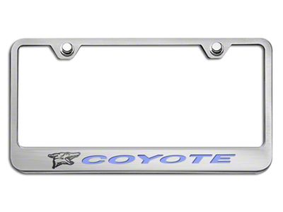 License Plate Frame with Coyote Logo; Solid Ford Blue Inlay (Universal; Some Adaptation May Be Required)