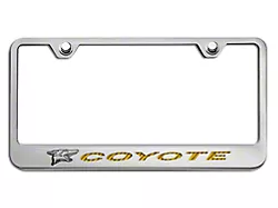 License Plate Frame with Coyote Logo; Yellow Carbon Fiber Inlay (Universal; Some Adaptation May Be Required)