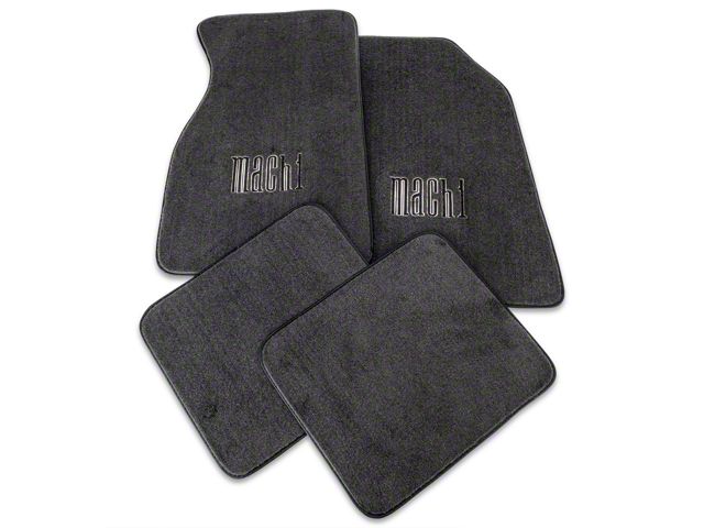 Mustang Carpet Front and Rear Floor Mats with Mach 1 Logo; Graphite (99 ...