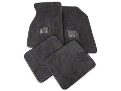 ACC Carpet Front and Rear Floor Mats with Mach 1 Logo; Graphite (99-04 Mustang)