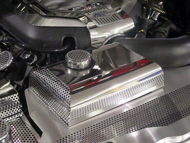 Perforated Coolant Tank with Cap; Polished (11-14 Mustang GT, V6)