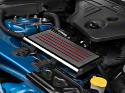Polished/Brushed Fuse Box Cover; Red Carbon Fiber Inlay (15-23 Mustang)