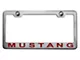 License Plate Frame with Red Carbon Fiber 2005 Style Mustang Lettering; Polished/Brushed (Universal Fitment)