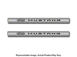 Polished/Brushed Stainless Door Sill Covers with Ford Oval and Mustang Lettering Inlays; White Carbon Fiber (10-14 Mustang)