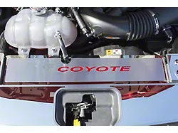 Polished Coyote Radiator Cover Vanity Plate; Bullet Green Inlay (15-17 Mustang GT, EcoBoost, V6)