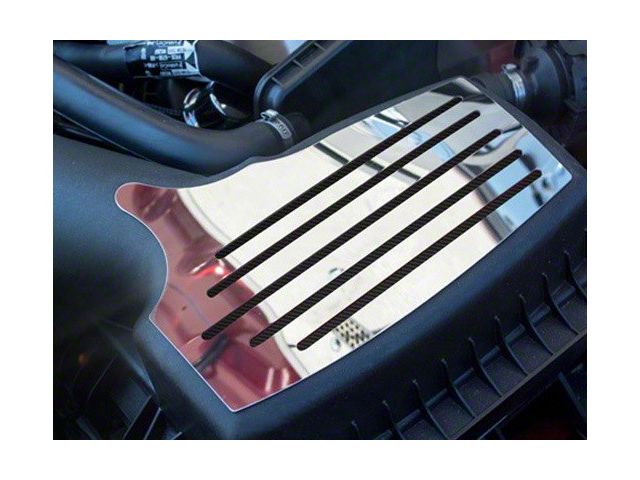 Polished Factory Air Box Accent Plate; Black Carbon Fiber Inlay (15-23 Mustang GT, EcoBoost, V6)
