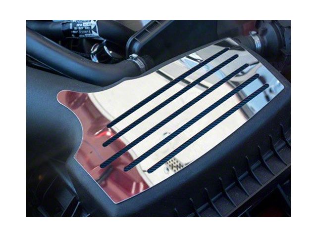 Polished Factory Air Box Accent Plate; Blue Carbon Fiber Inlay (15-23 Mustang GT, EcoBoost, V6)
