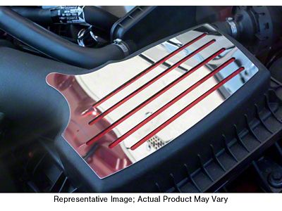Polished Factory Air Box Accent Plate; Green Carbon Fiber Inlay (15-23 Mustang GT, EcoBoost, V6)