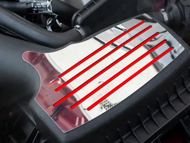 Polished Factory Air Box Accent Plate; Bright Red Inlay Solid (15-23 Mustang GT, EcoBoost, V6)
